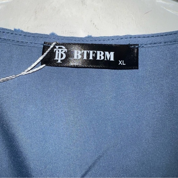 BTFBM Polka Dot Ruffle Surplice V-Neck Short Sleeve Dress In Teal NWT Sz XL - Picture 5 of 15